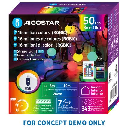 Aigostar - LED RGBIC Girlanda dekoracyjna 25 diod LED/5W/USB 5 m wielokolorowa