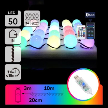 Aigostar - LED RGBIC łańcuch dekoracyjny 25xLED/5W/USB 10 m wielokolorowy