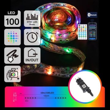 Aigostar - LED RGBICW Inteligentny zewnętrzny łańcuch świąteczny MESH 100 diod LED 10 m IP44 + pilot zdalnego sterowania