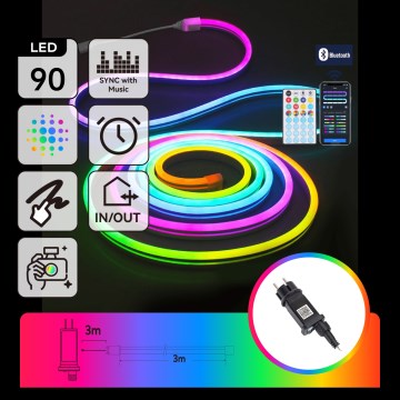Aigostar - LED RGBICW Inteligentny zewnętrzny świąteczny łańcuch świetlny MESH 90xLED 3m IP44 + pilot zdalnego sterowania