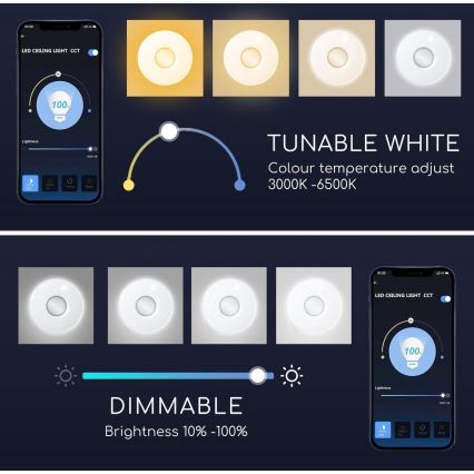 Aigostar - LED RGBW ściemnialna lampa sufitowa 18W/230V śr. 34 cm Wi-Fi