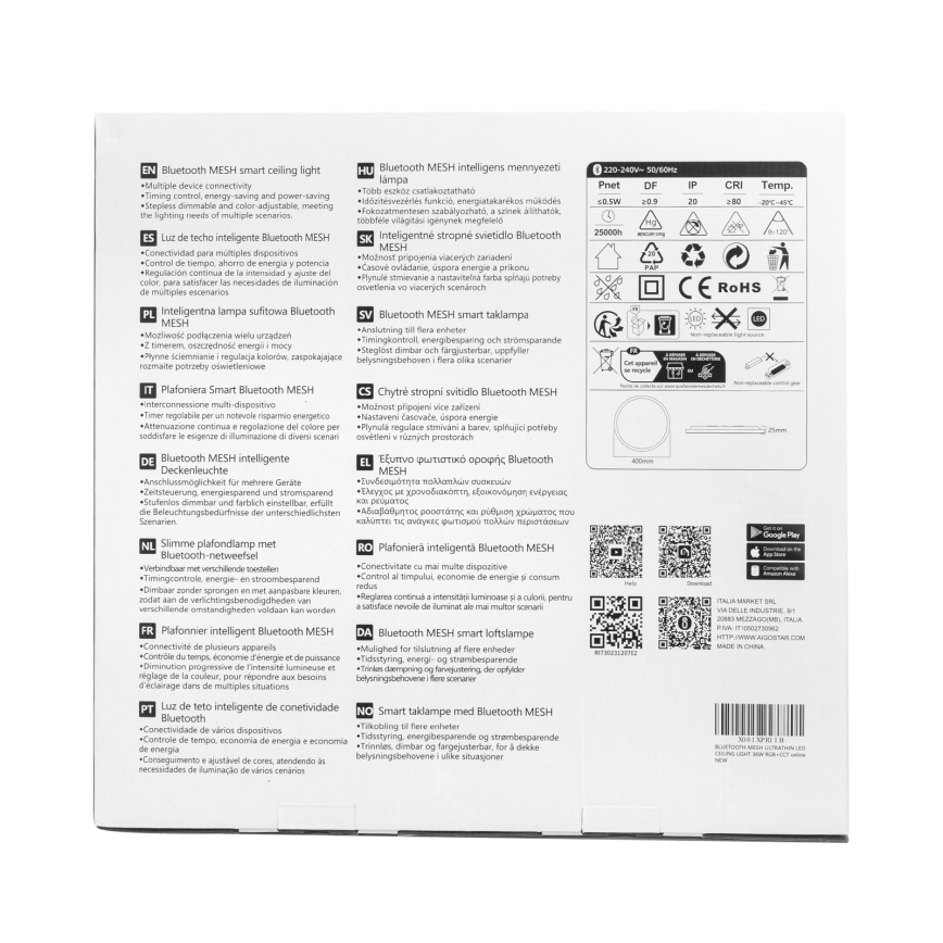Aigostar - LED RGBW ściemnialna lampa sufitowa MESH LED/36W/230V 3000-6500K biała + pilot do zdalnego sterowania