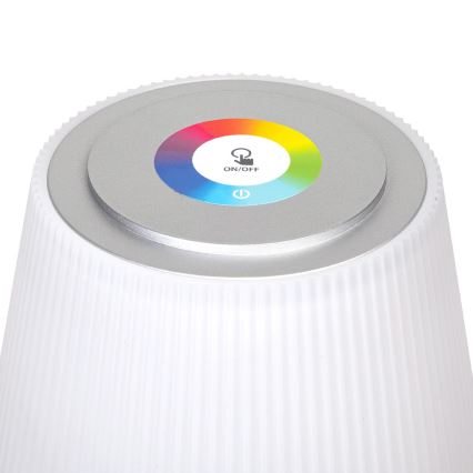 Aigostar - LED RGBW Zewnętrzna ładowalna lampa stołowa z ściemniaczem LED/4W/5V 3600mAh biała/matowy chrom IP54