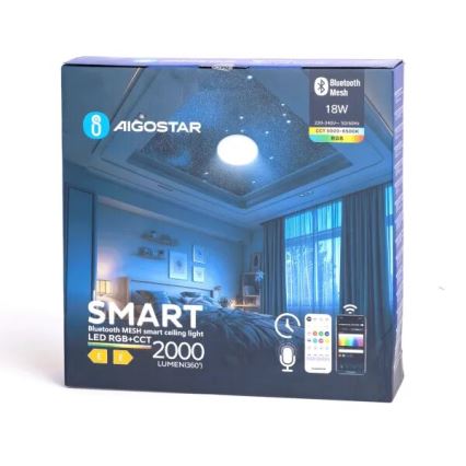 Aigostar - LED RGBW Ściemnialny plafon łazienkowy MESH Smart LED/18W/230V 3000-6500K IP44 + pilot zdalnego sterowania