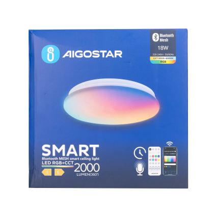 Aigostar - LED RGBW Ściemnialny plafon łazienkowy MESH Smart LED/18W/230V 3000-6500K IP44 + pilot zdalnego sterowania