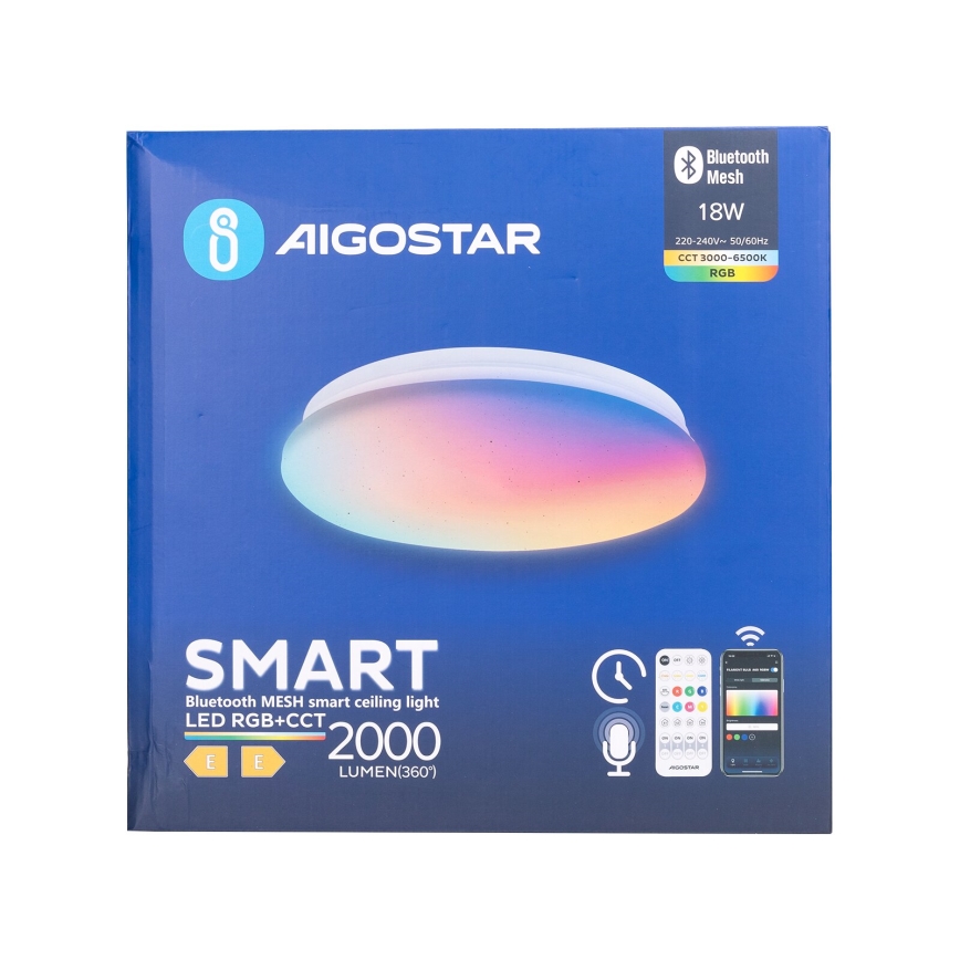 Aigostar - LED RGBW Ściemnialny plafon łazienkowy MESH Smart LED/18W/230V 3000-6500K IP44 + pilot zdalnego sterowania
