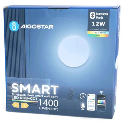 Aigostar - LED RGBW Kinkiet ściemnialny MESH Inteligentny LED/12W/230V 2700-6500K biały + Pilot zdalnego sterowania