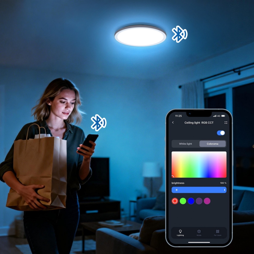 Aigostar - LED RGBW ściemnialna oprawa sufitowa MESH LED/24W/230V 3000-6500K czarna + zdalne sterowanie