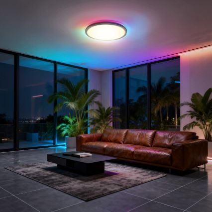 Aigostar - LED RGBW ściemnialna oprawa sufitowa MESH LED/24W/230V 3000-6500K czarna + zdalne sterowanie