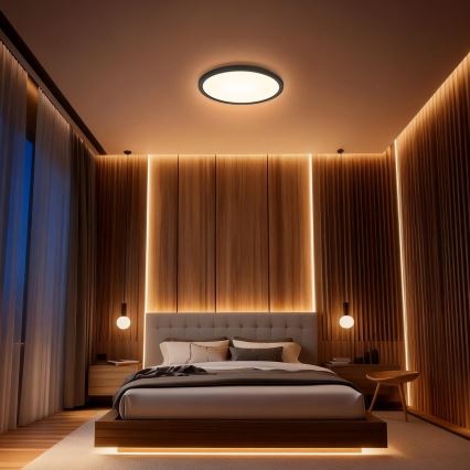 Aigostar - LED RGBW ściemnialna oprawa sufitowa MESH LED/24W/230V 3000-6500K czarna + zdalne sterowanie