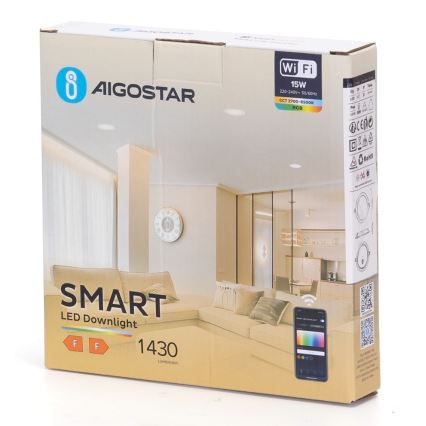 Aigostar - LED RGBW Ściemnialna oprawa wpuszczana LED/15W/230V 2700-6500K śr. 17,5 cm Wi-Fi