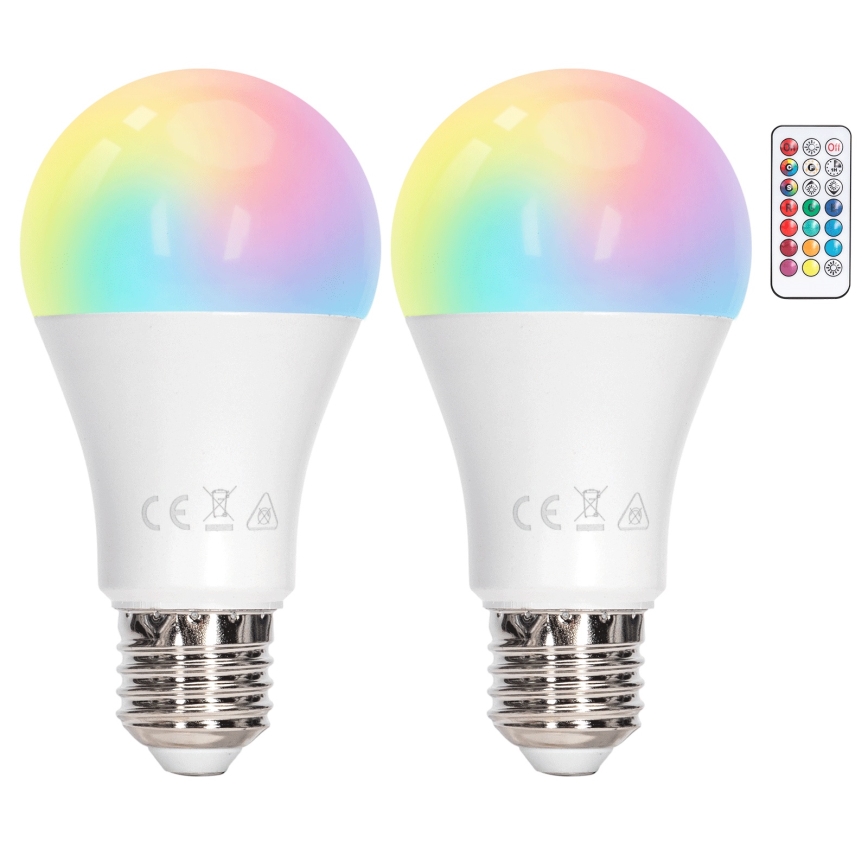 Aigostar - LED RGBW ściemnialna żarówka A60 E27/8W/230V 3000K + zdalne sterowanie