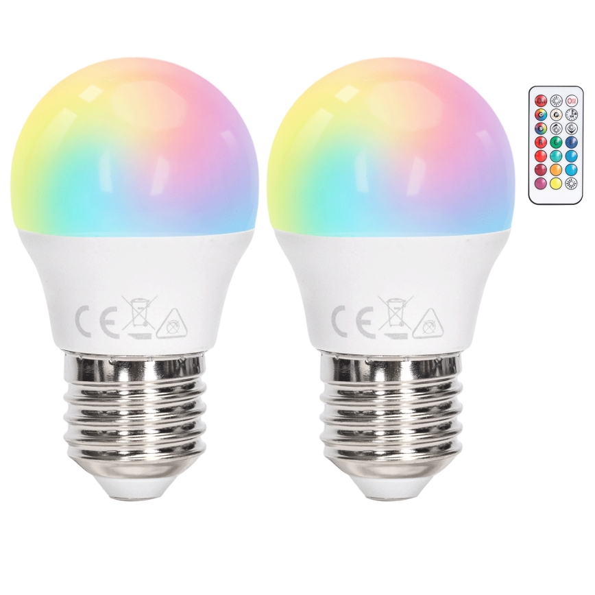 Aigostar - LED RGBW ściemnialna żarówka G45 E27/4,8W/230V 3000K + zdalne sterowanie