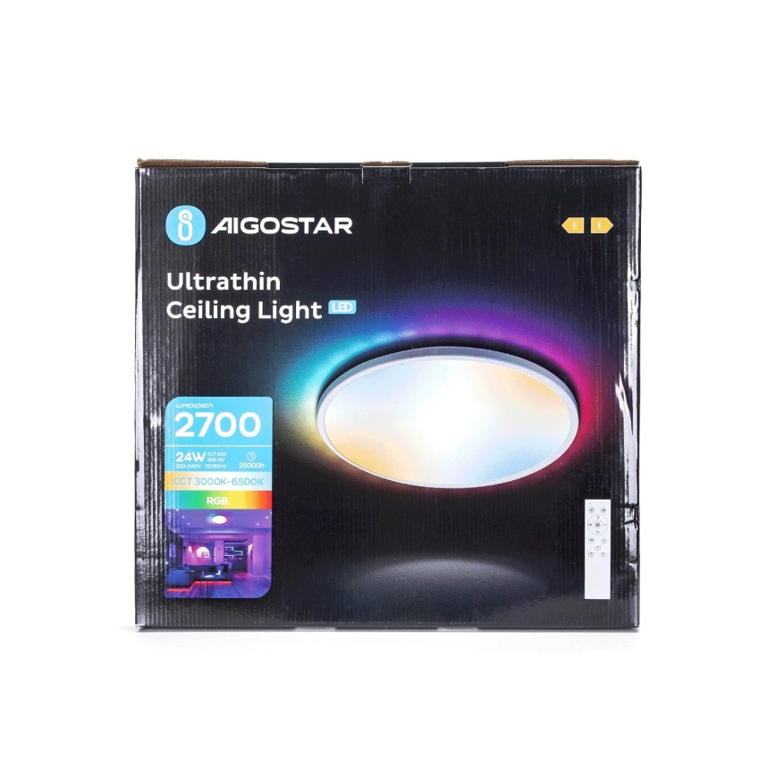Aigostar - LED RGBW Plafon łazienkowy ściemnialny LED/24W/230V 3000-6500K śr. 42 cm IP44 + zdalne sterowanie