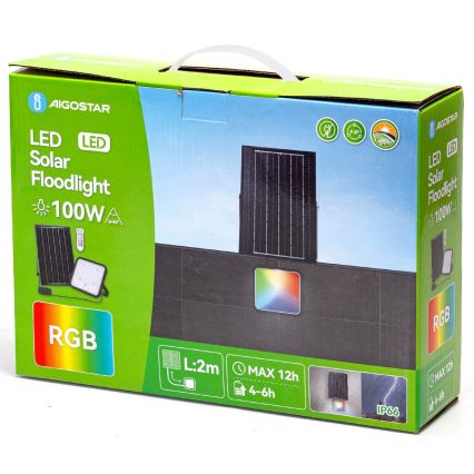 Aigostar - LED RGBW Ściemnialny naświetlacz solarny LED/100W/3,4V IP66 8000 mAh + pilot zdalnego sterowania