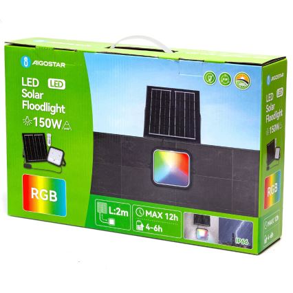 Aigostar - LED RGBW Ściemnialny naświetlacz solarny LED/150W/3,4V IP66 12000 mAh + Pilot zdalnego sterowania