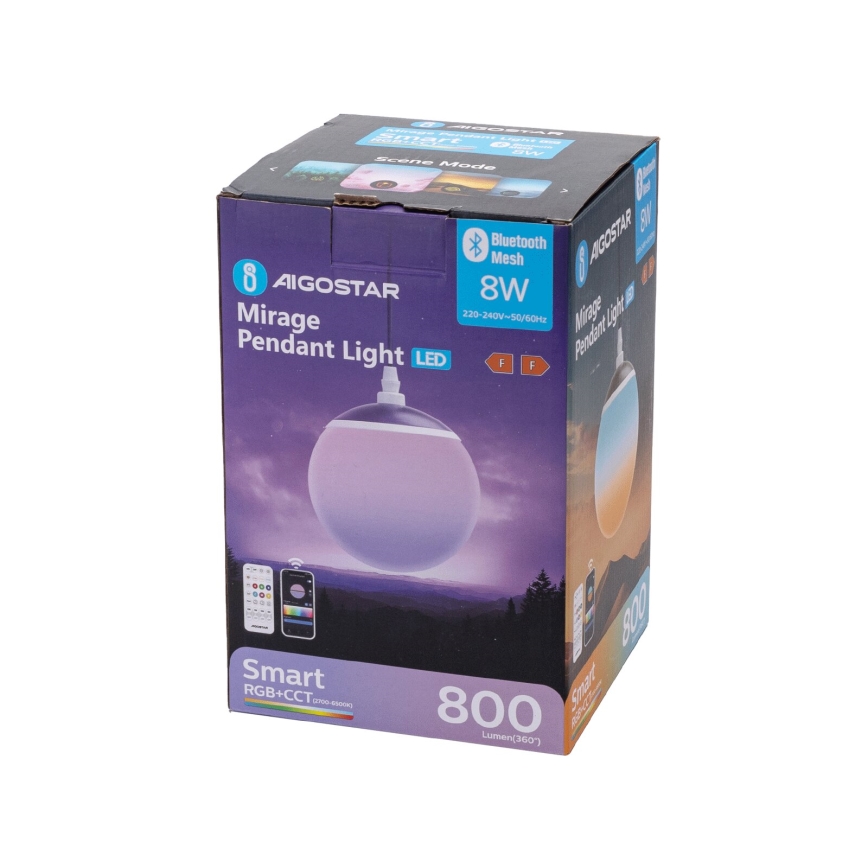 Aigostar - LED RGBW Ściemnialny żyrandol na lince MESH LED/8W/230V 2700-6500K biały + pilot zdalnego sterowania