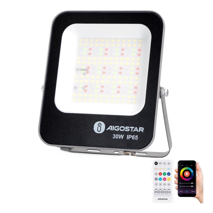 Aigostar - LED RGBW Ściemniane oświetlenie punktowe MESH Inteligentny LED/30W/230V 6500K IP65 + Pilot zdalnego sterowania
