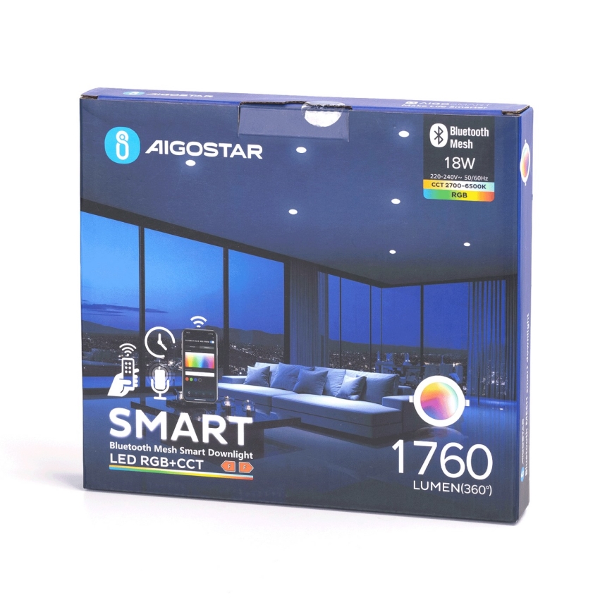 Aigostar - LED RGBW Ściemnialna łazienkowa oprawa wpuszczana MESH Smart LED/18W/230V 2700-6500K IP44