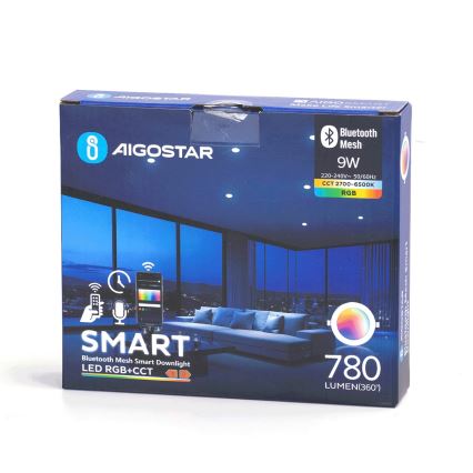 Aigostar - LED RGBW Ściemnialna łazienkowa oprawa wpuszczana MESH Smart LED/9W/230V 2700-6500K IP44