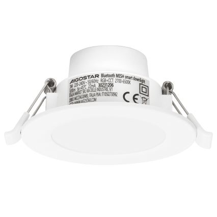 Aigostar - LED RGBW ściemnialna wpuszczana oprawa sufitowa do łazienki MESH Smart LED/3W/230V 2700-6500K IP44