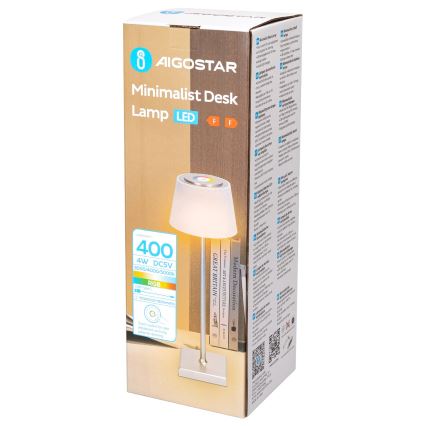 Aigostar - LED RGBW Zewnętrzna ściemnialna akumulatorowa lampa stołowa LED/4W/5V 3600mAh biały/matowy chrom IP54