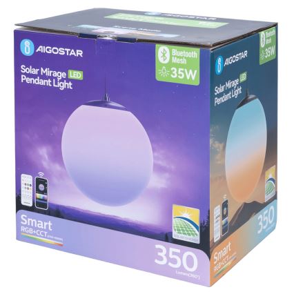 Aigostar - LED RGBW ściemnialny solarny żyrandol MESH LED/5W/3,7V 8000 mAh 2700K-6500K IP65 śr. 30 cm
