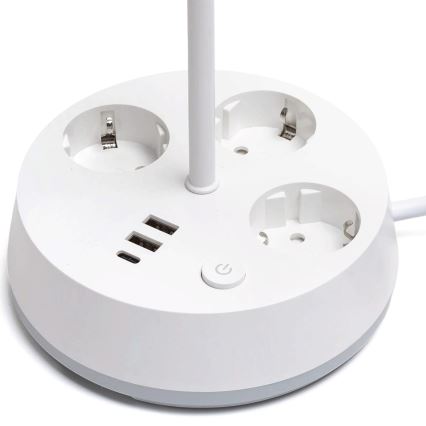 Aigostar - LED RGBW ściemniana lampa biurkowa z gniazdami i USB LED/4,6W/230V 3000/4000/6500K biała