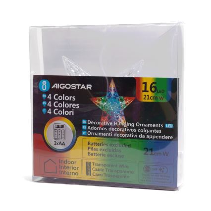 Aigostar - LED RGBY dekoracja świąteczna 16xLED/3xAA gwiazda