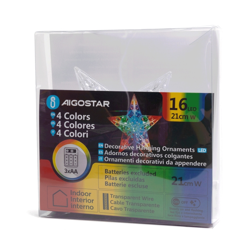 Aigostar - LED RGBY dekoracja świąteczna 16xLED/3xAA gwiazda
