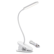 Aigostar - LED Ściemnialna akumulatorowa lampa stołowa z klipsem LED/2,5W/5V biała