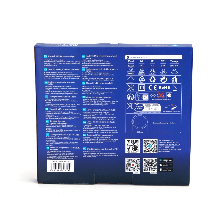 Aigostar - LED Ściemnialna oprawa wpuszczana MESH LED/18W/230V 2700-6500K śr. 23 cm
