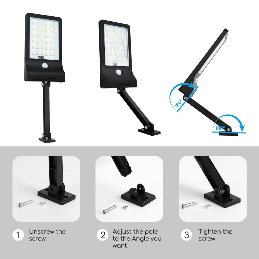 Aigostar - LED Ściemnialna solarna lampa z czujnikiem LED/2,3W/5,5V IP65 1800 mAh + zdalne sterowanie