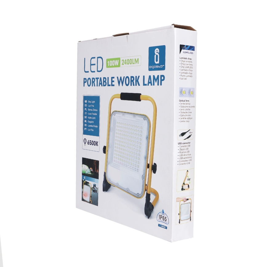Aigostar - LED Ściemnialny akumulatorowy reflektor LED/100W/5V 6500K IP65 1500mAh
