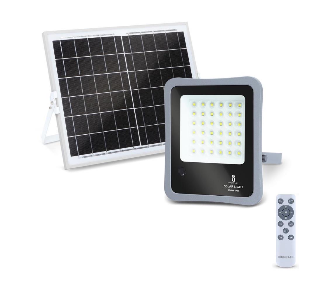 - LED Ściemnialny naświetlacz solarny LED/100W/3,2V IP65 + pilot