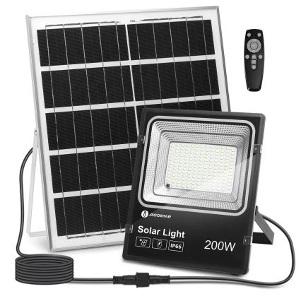Aigostar - LED Ściemnialny naświetlacz solarny LED/200W/3,2V IP66 15000 mAh + pilot zdalnego sterowania