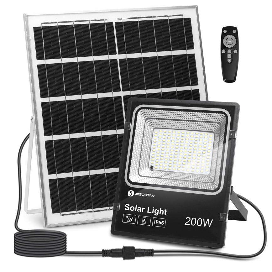 Aigostar - LED Ściemnialny naświetlacz solarny LED/200W/3,2V IP66 15000 mAh + pilot zdalnego sterowania