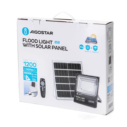 Aigostar - LED Ściemnialny naświetlacz solarny LED/200W/3,2V IP66 15000 mAh + pilot zdalnego sterowania