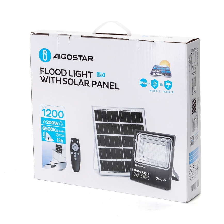 Aigostar - LED Ściemnialny naświetlacz solarny LED/200W/3,2V IP66 15000 mAh + pilot zdalnego sterowania