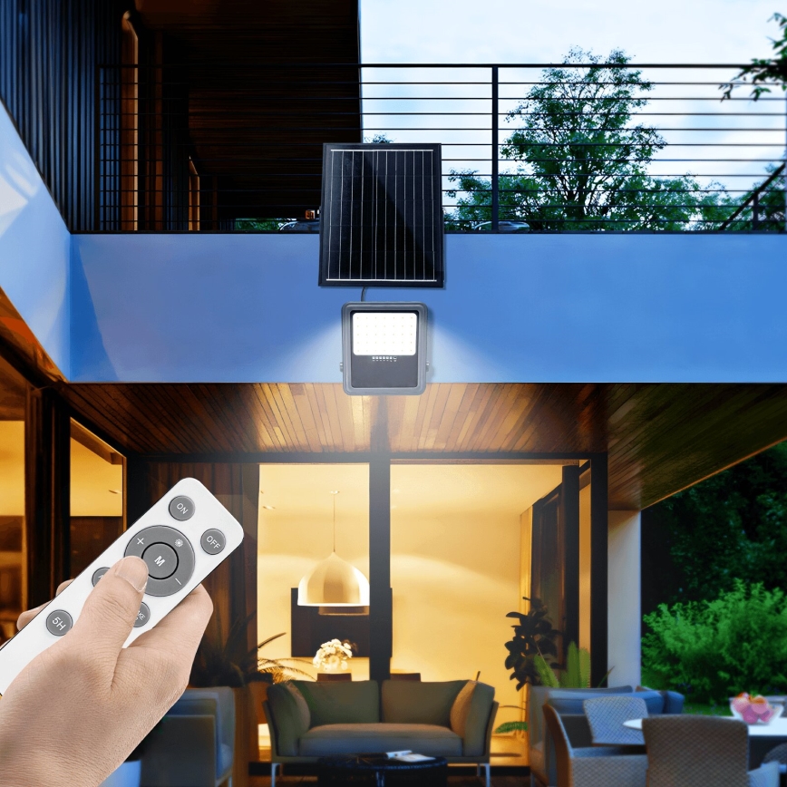 Aigostar - LED Ściemnialny naświetlacz solarny LED/200W/3,4V IP65 + zdalne sterowanie