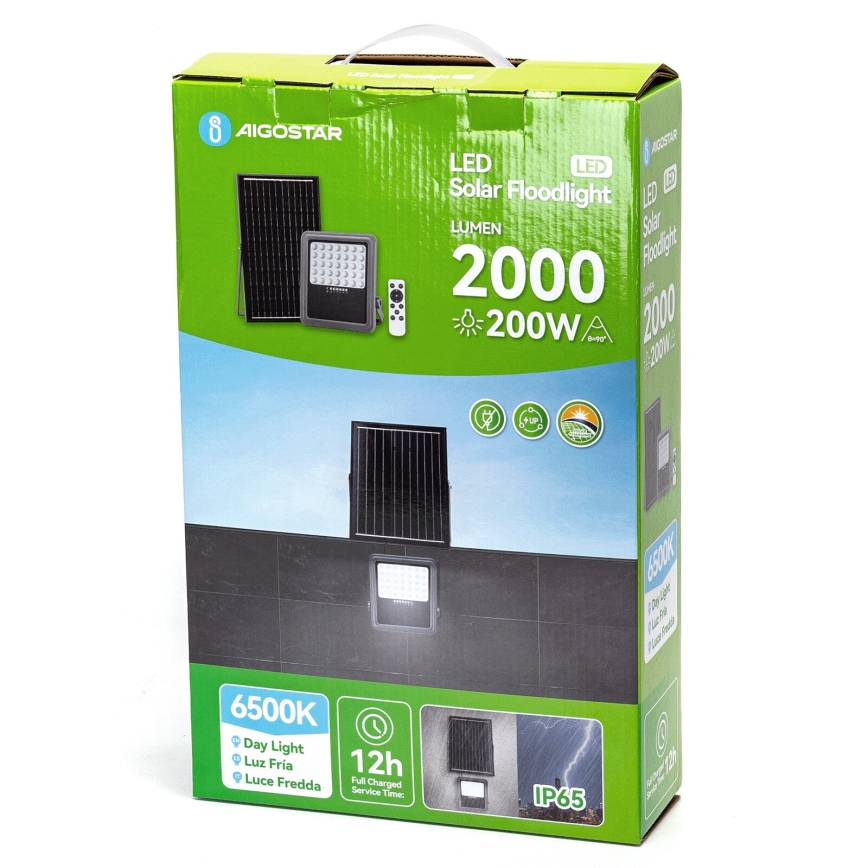 Aigostar - LED Ściemnialny naświetlacz solarny LED/200W/3,4V IP65 + zdalne sterowanie