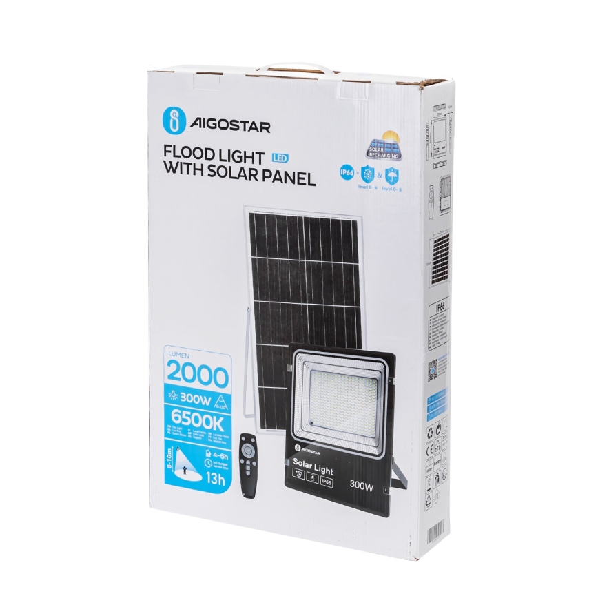 Aigostar - LED Ściemnialny naświetlacz solarny LED/300W/3,2V IP66 25000 mAh + pilot zdalnego sterowania