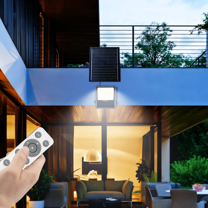 Aigostar - LED Ściemnialny naświetlacz solarny LED/300W/3,4V IP65 + zdalne sterowanie