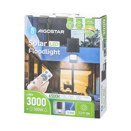 Aigostar - LED Ściemnialny naświetlacz solarny LED/300W/3,4V IP65 + zdalne sterowanie