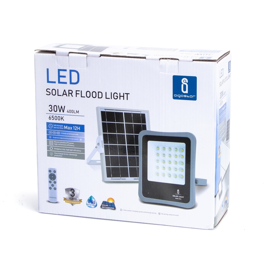 Aigostar - LED Ściemnialny naświetlacz solarny LED/30W/3,2V 20000 mAh IP67 + pilot