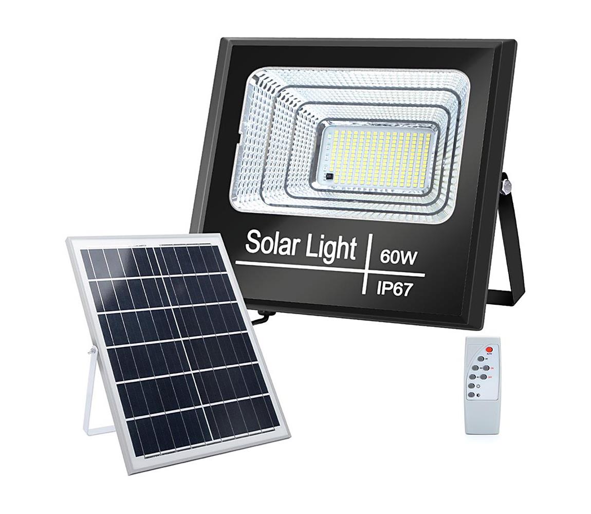 - LED Ściemnialny naświetlacz solarny LED/60W/3,2V IP67 + pilot