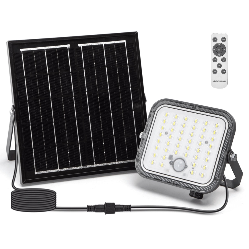 Aigostar - LED Ściemnialny naświetlacz solarny z czujnikiem LED/80W/3,4V 6500K IP66 4000 mAh + pilot zdalnego sterowania