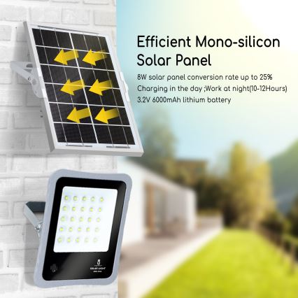 Aigostar - LED Ściemnialny solarny naświetlacz LED/50W/3,2V IP65 + pilot