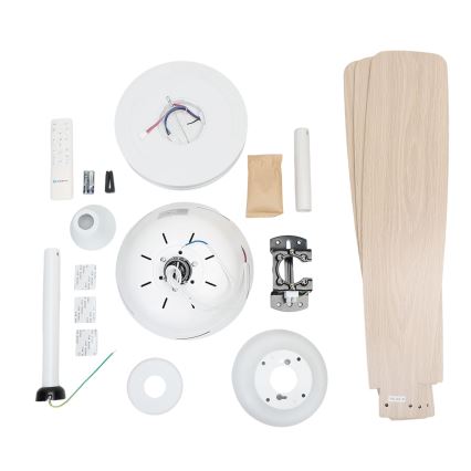 Aigostar - LED Ściemnialny wentylator sufitowy LED/20W/230V 2700-6500K 132cm biały/beżowy + zdalne sterowanie