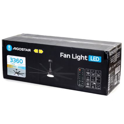Aigostar - LED Ściemnialny wentylator sufitowy LED/24W/230V 2700-6500K 165cm czarny + zdalne sterowanie